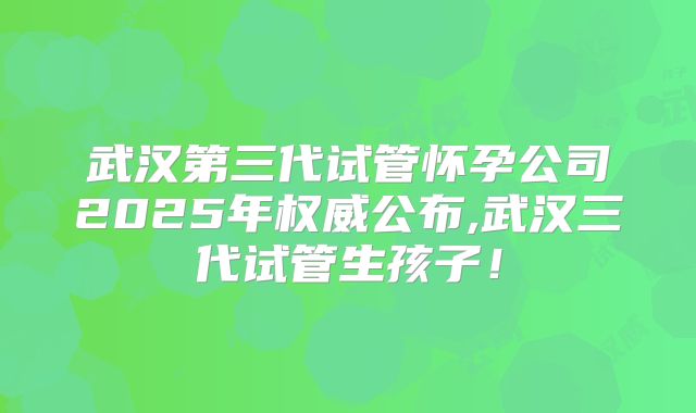 武汉第三代试管怀孕公司2025年权威公布,武汉三代试管生孩子！
