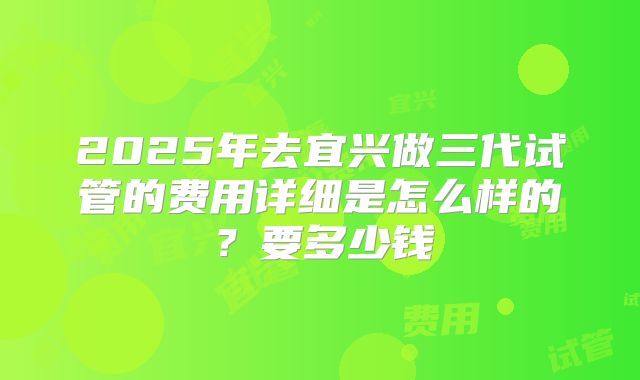 2025年去宜兴做三代试管的费用详细是怎么样的?要多少钱