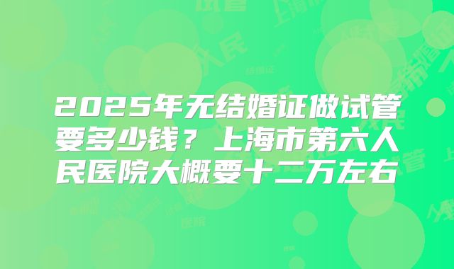 2025年无结婚证做试管要多少钱？上海市第六人民医院大概要十二万左右
