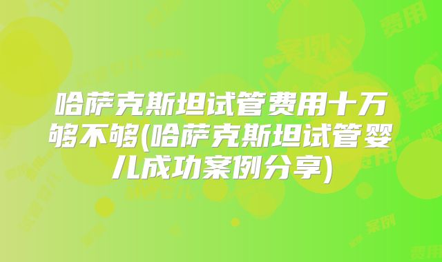 哈萨克斯坦试管费用十万够不够(哈萨克斯坦试管婴儿成功案例分享)