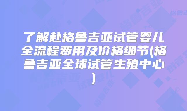 了解赴格鲁吉亚试管婴儿全流程费用及价格细节(格鲁吉亚全球试管生殖中心)