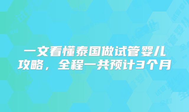 一文看懂泰国做试管婴儿攻略，全程一共预计3个月