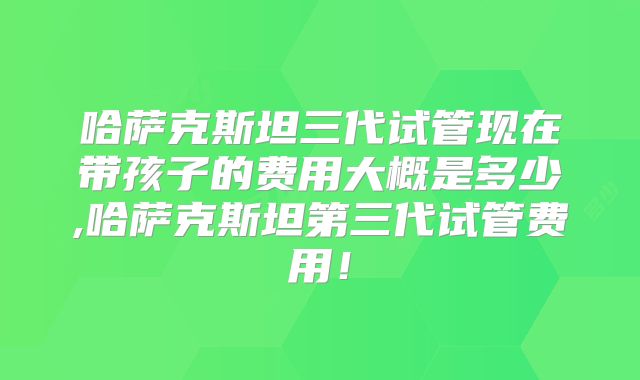 哈萨克斯坦三代试管现在带孩子的费用大概是多少,哈萨克斯坦第三代试管费用！