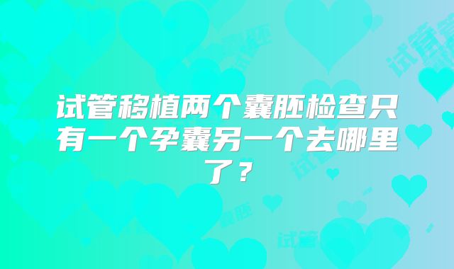 试管移植两个囊胚检查只有一个孕囊另一个去哪里了？