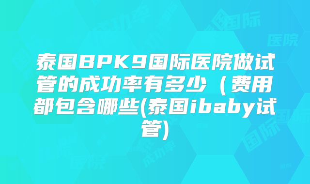 泰国BPK9国际医院做试管的成功率有多少(费用都包含哪些(泰国ibaby试管)