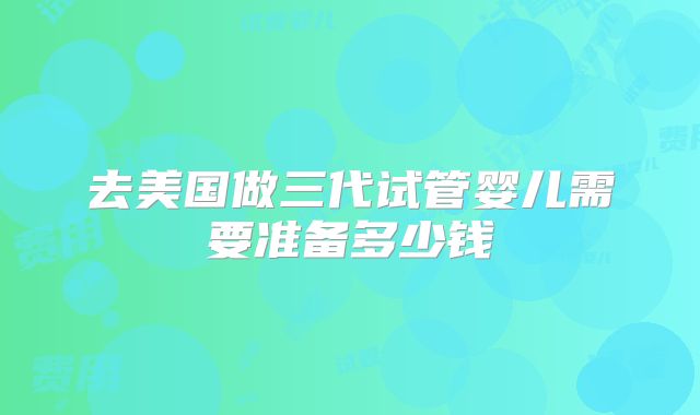 去美国做三代试管婴儿需要准备多少钱