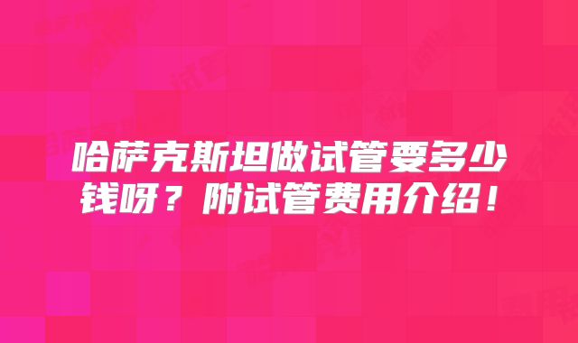 哈萨克斯坦做试管要多少钱呀？附试管费用介绍！