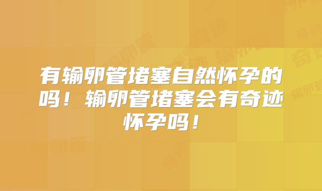 有输卵管堵塞自然怀孕的吗!输卵管堵塞会有奇迹怀孕吗!