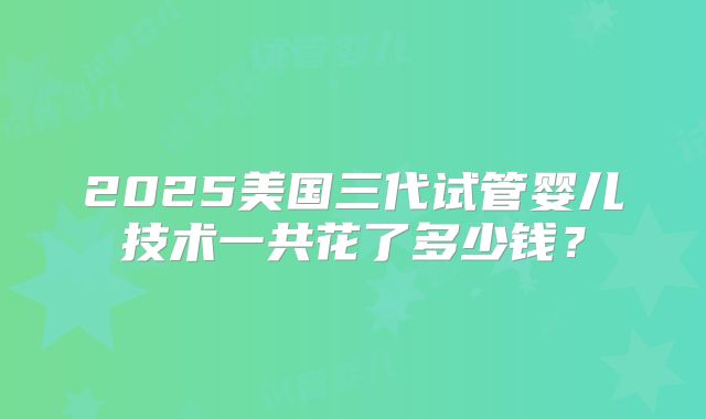 2025美国三代试管婴儿技术一共花了多少钱?