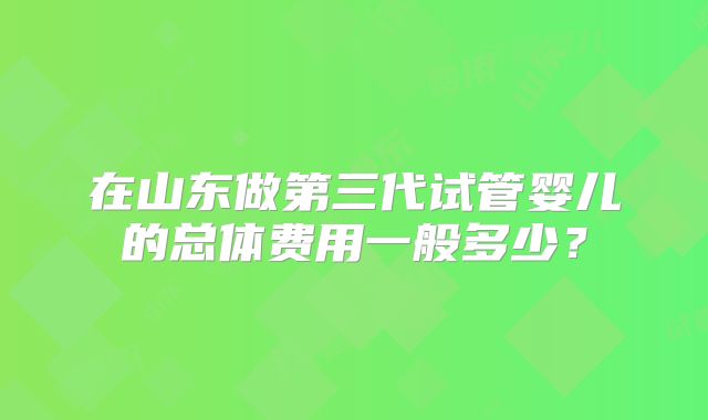 在山东做第三代试管婴儿的总体费用一般多少？