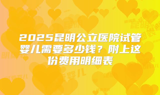 2025昆明公立医院试管婴儿需要多少钱？附上这份费用明细表