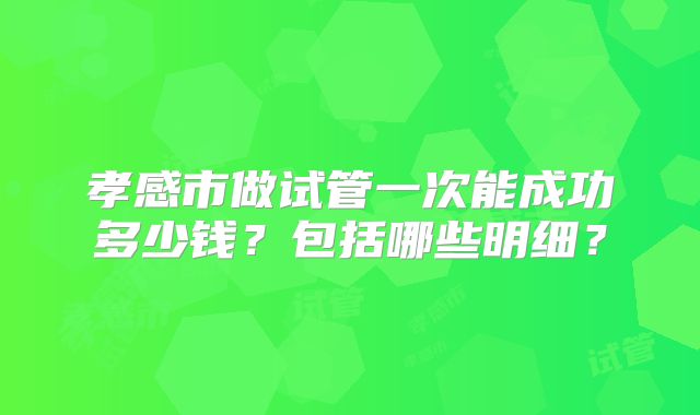 孝感市做试管一次能成功多少钱?包括哪些明细?