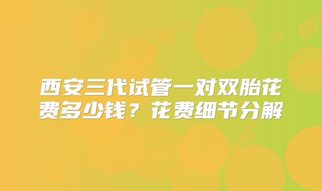 西安三代试管一对双胎花费多少钱?花费细节分解