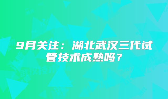 9月关注:湖北武汉三代试管技术成熟吗?
