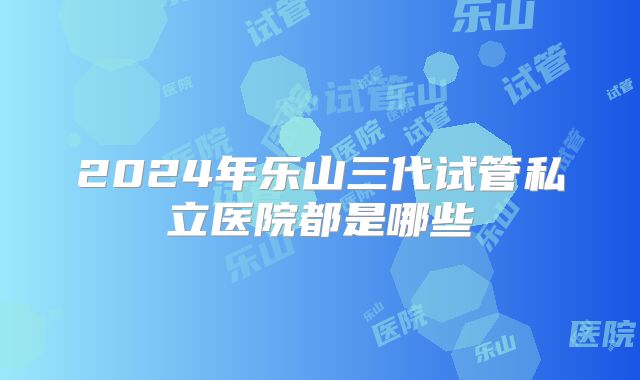 2024年乐山三代试管私立医院都是哪些