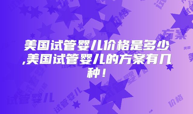 美国试管婴儿价格是多少,美国试管婴儿的方案有几种！