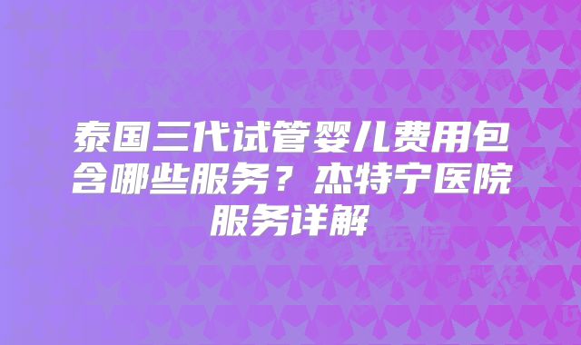泰国三代试管婴儿费用包含哪些服务?杰特宁医院服务详解
