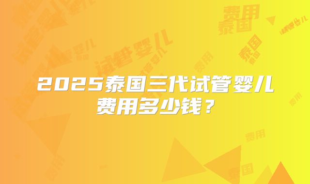 2025泰国三代试管婴儿费用多少钱?