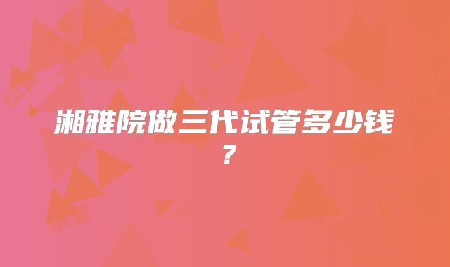 湘雅院做三代试管多少钱？