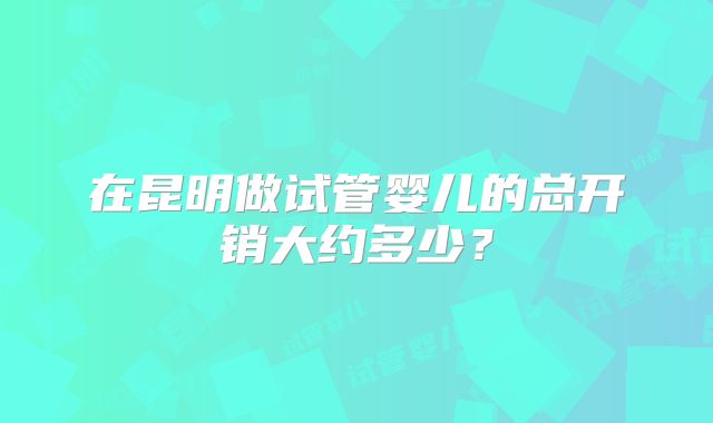 在昆明做试管婴儿的总开销大约多少？