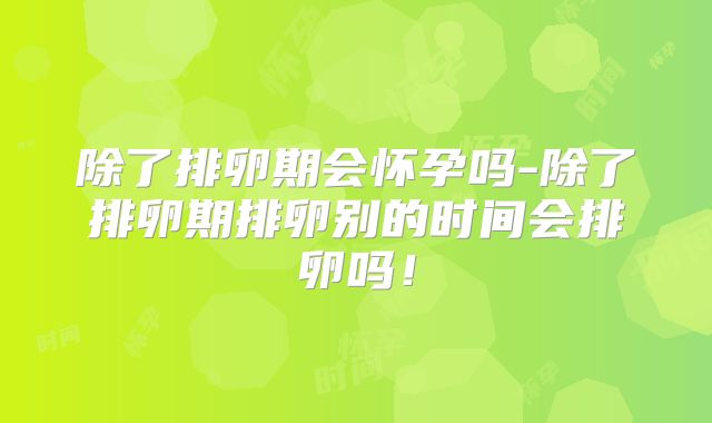 除了排卵期会怀孕吗-除了排卵期排卵别的时间会排卵吗！