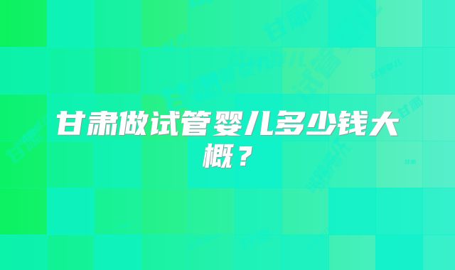 甘肃做试管婴儿多少钱大概?
