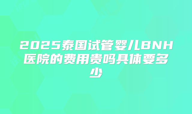 2025泰国试管婴儿BNH医院的费用贵吗具体要多少