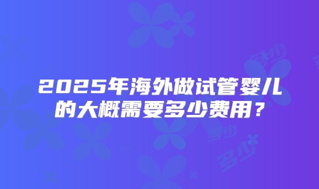 2025年海外做试管婴儿的大概需要多少费用？