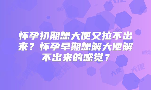 怀孕初期想大便又拉不出来?怀孕早期想解大便解不出来的感觉?