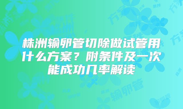 株洲输卵管切除做试管用什么方案？附条件及一次能成功几率解读