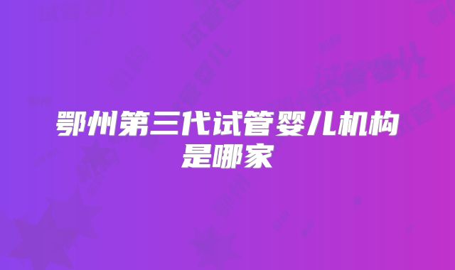 鄂州第三代试管婴儿机构是哪家