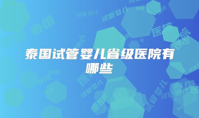 泰国试管婴儿省级医院有哪些