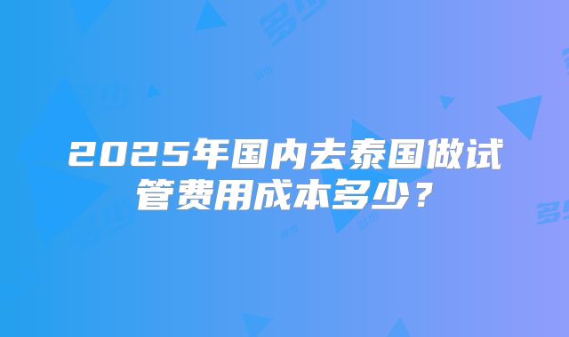 2025年国内去泰国做试管费用成本多少？