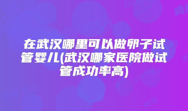 在武汉哪里可以做卵子试管婴儿(武汉哪家医院做试管成功率高)