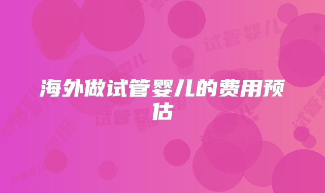 海外做试管婴儿的费用预估