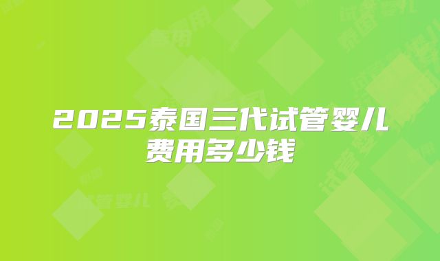 2025泰国三代试管婴儿费用多少钱