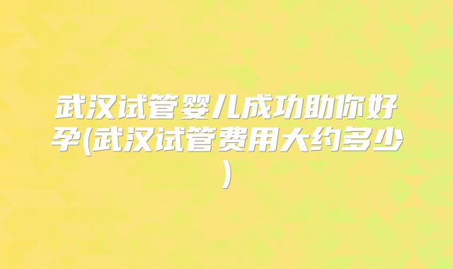 武汉试管婴儿成功助你好孕(武汉试管费用大约多少)