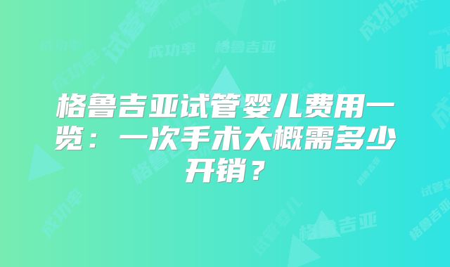 格鲁吉亚试管婴儿费用一览:一次手术大概需多少开销?