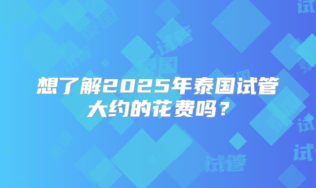 想了解2025年泰国试管大约的花费吗?
