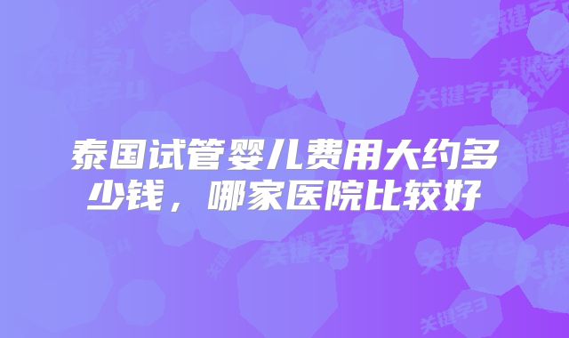 泰国试管婴儿费用大约多少钱,哪家医院比较好