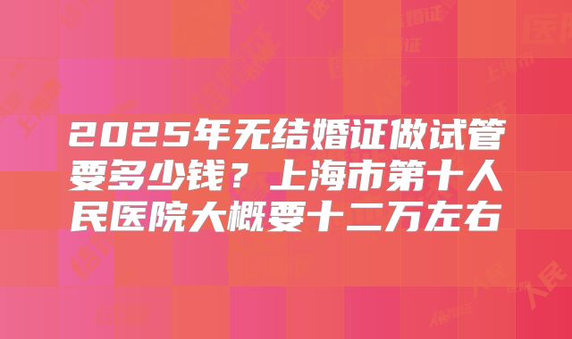 2025年无结婚证做试管要多少钱？上海市第十人民医院大概要十二万左右