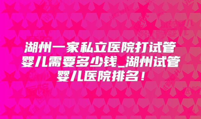 湖州一家私立医院打试管婴儿需要多少钱_湖州试管婴儿医院排名！
