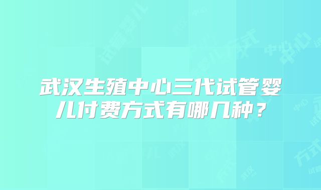武汉生殖中心三代试管婴儿付费方式有哪几种?