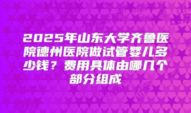 2025年山东大学齐鲁医院德州医院做试管婴儿多少钱?费用具体由哪几个部分组成