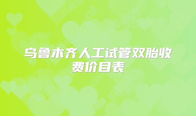 乌鲁木齐人工试管双胎收费价目表