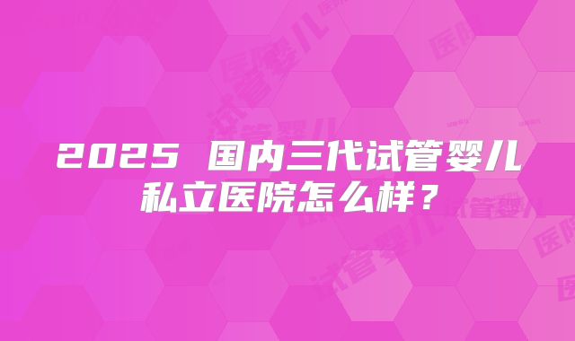 2025 国内三代试管婴儿私立医院怎么样?
