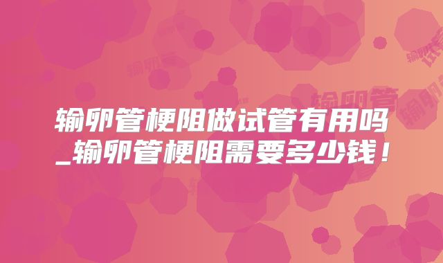 输卵管梗阻做试管有用吗_输卵管梗阻需要多少钱!