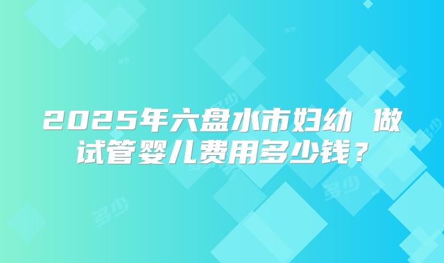 2025年六盘水市妇幼 做试管婴儿费用多少钱？