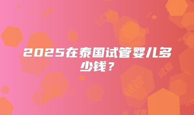 2025在泰国试管婴儿多少钱？