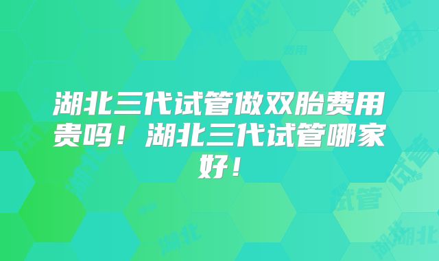 湖北三代试管做双胎费用贵吗!湖北三代试管哪家好!